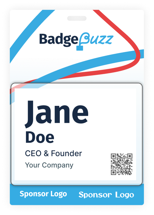 Large plastic name badge with a clear front pouch