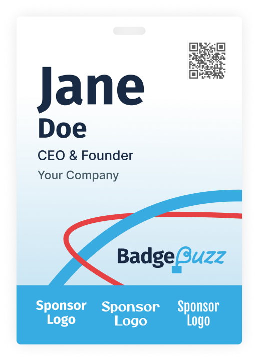Large plastic name badge without a clear front pouch